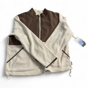 BearPaw Two-Tone Brown and Cream Puffer Jacket